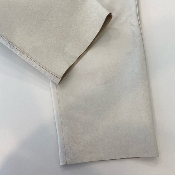Blink from DANIER leather pants jeans ecru white high waist straight leg size 6 - Picture 8 of 14